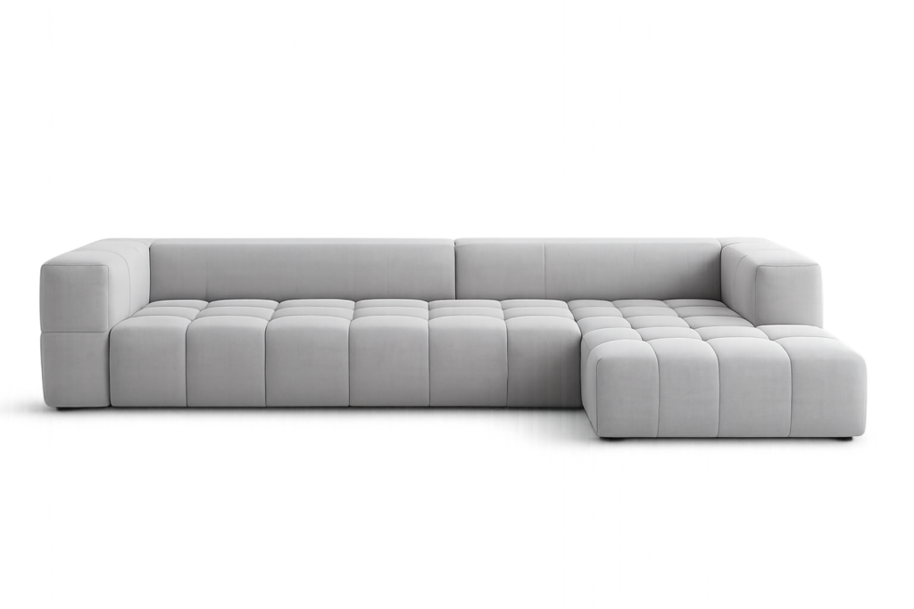 Modern L-Shaped Sectional Sofa – Light Grey